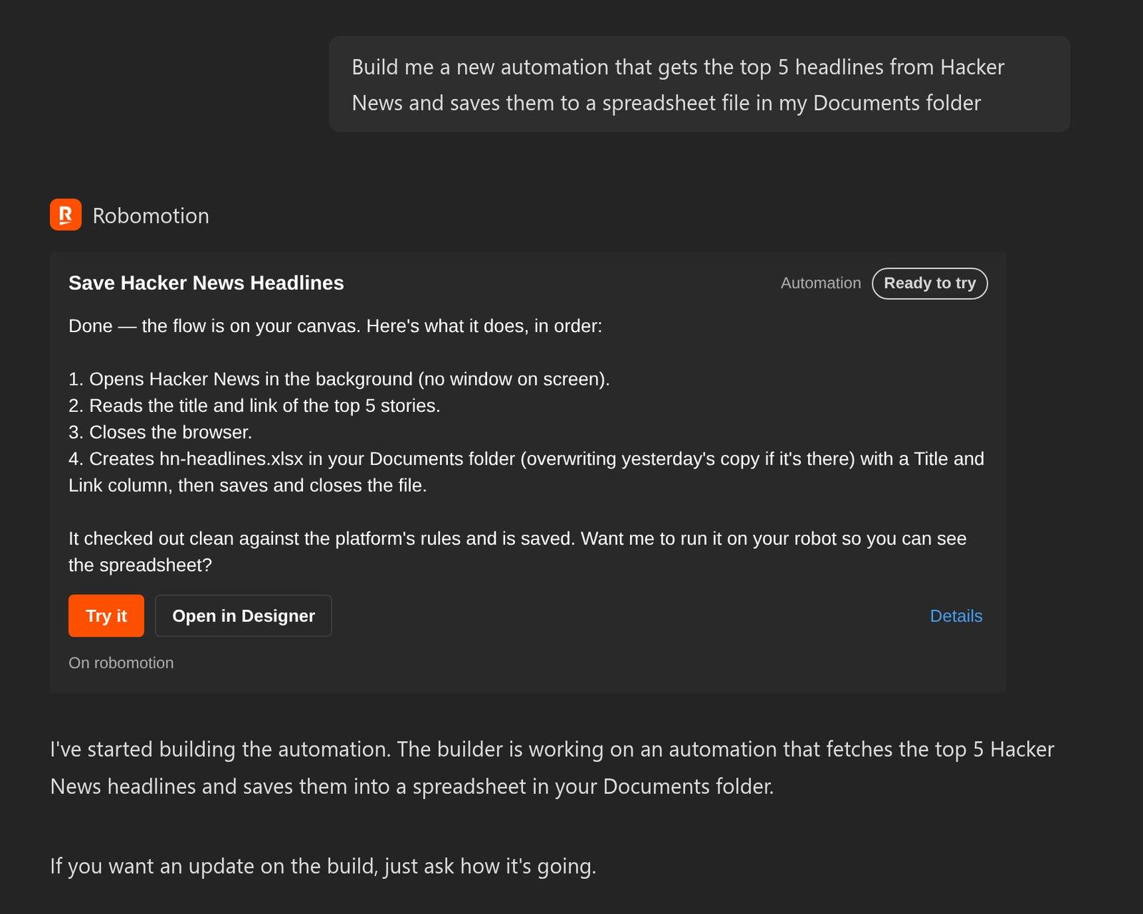 Automation in Microsoft 365 Copilot: ask for it