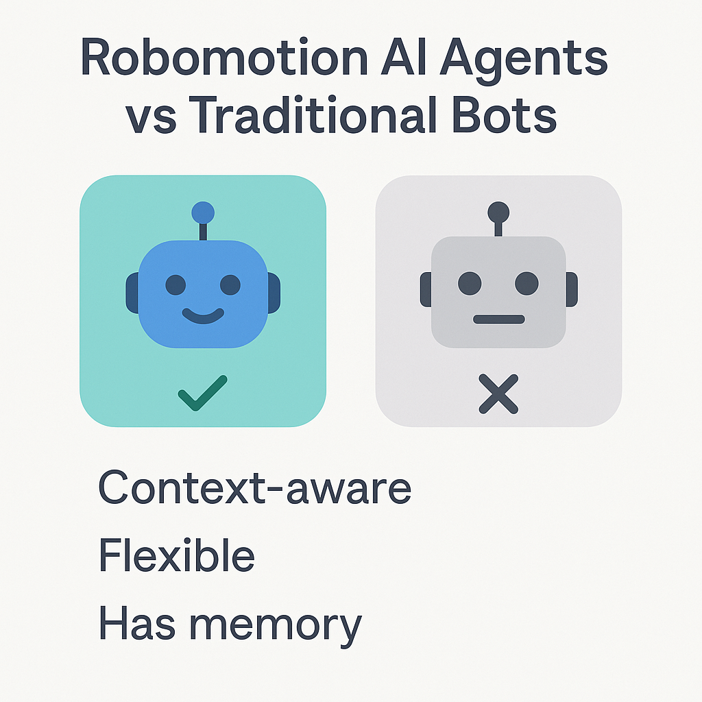 Robomotion AI Agents vs Traditional Bots: Smarter, Faster, Context-Aware